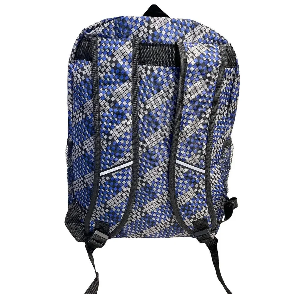 NEW 17” Blue Gray BACKPACK Zip Storage Mesh Side Pockets Boys Girls Travel Camp